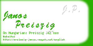 janos preiszig business card